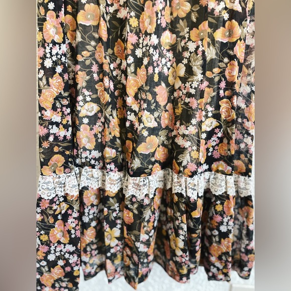 GUNNE SAX® Jessica McClintock RARE 1970s Milkmaid Floral Lace Dress - Picture 3 of 9